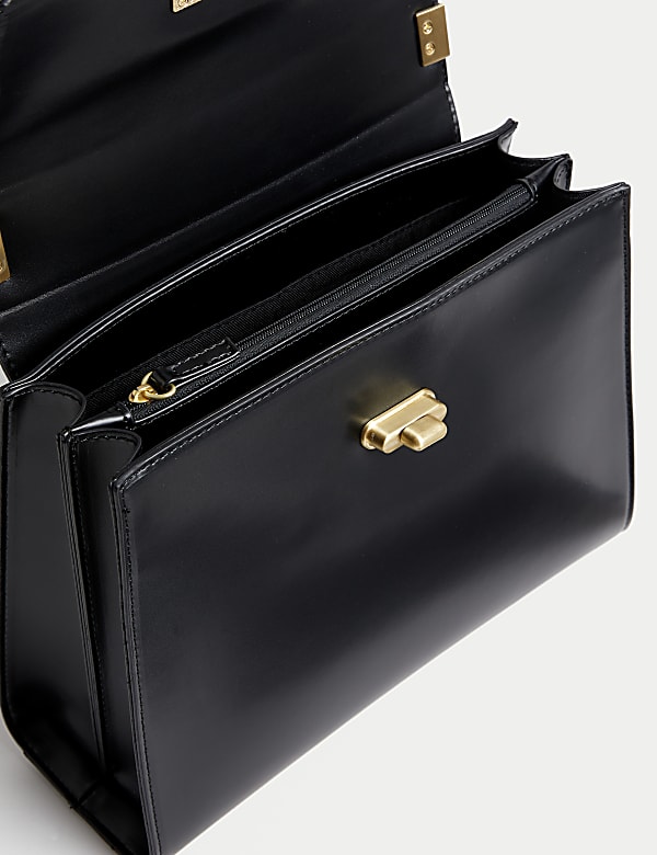 Faux Leather Top Handle Tote Bag