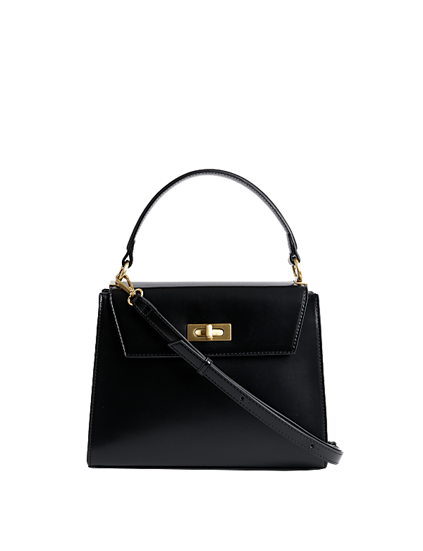 Faux Leather Top Handle Tote Bag