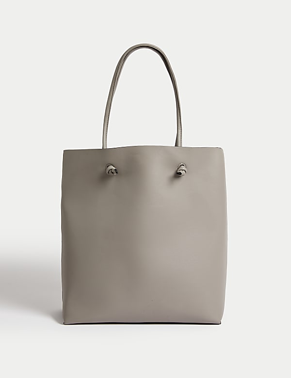 Light grey faux leather boxy tote bag store