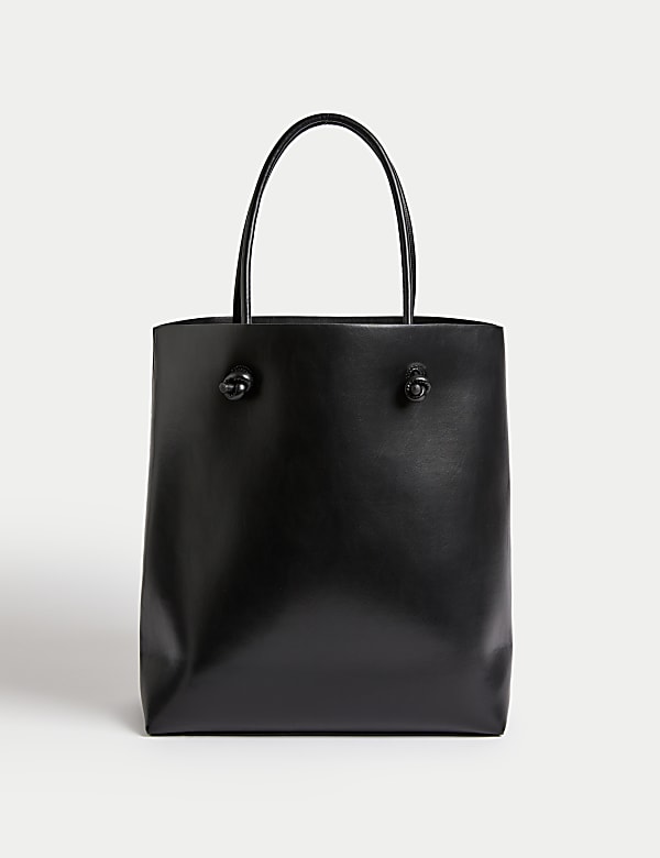 Faux Leather Tote Bag BLACK Bags M S US