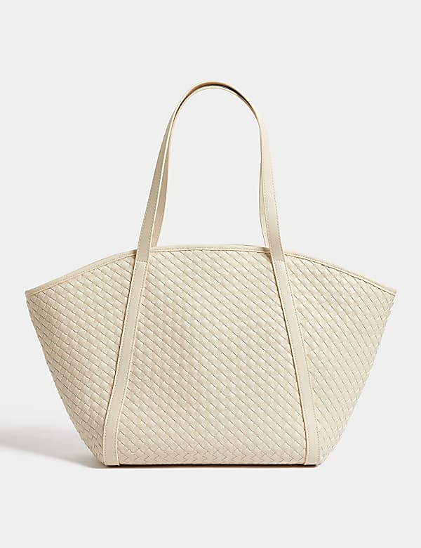 Faux Leather Woven Tote Shopper - CH