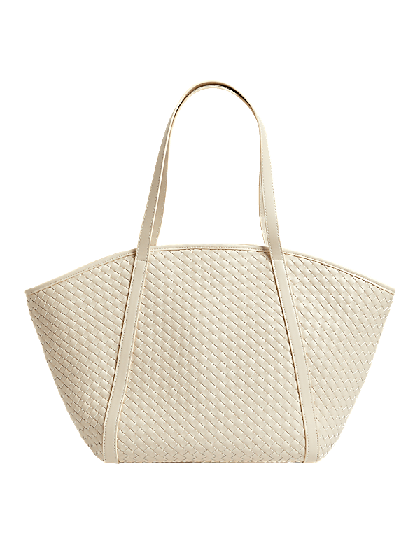 Faux Leather Woven Tote Shopper