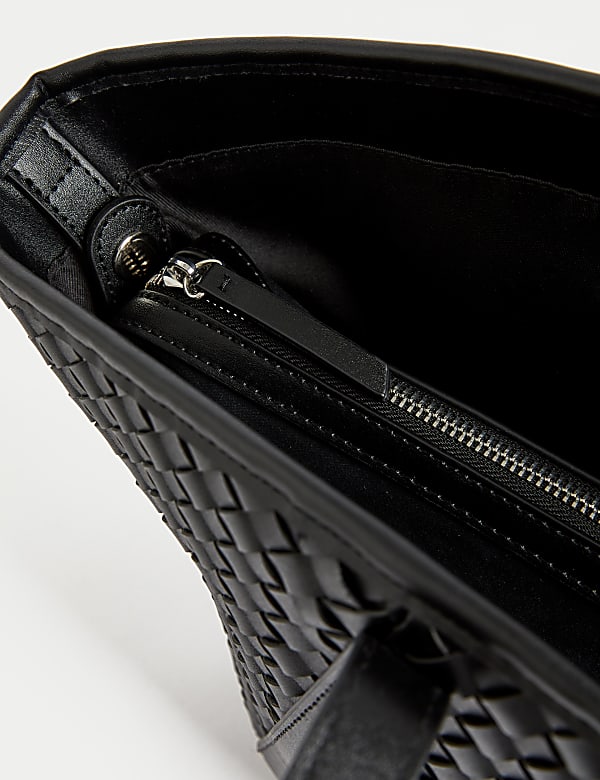 Faux Leather Woven Tote Shopper