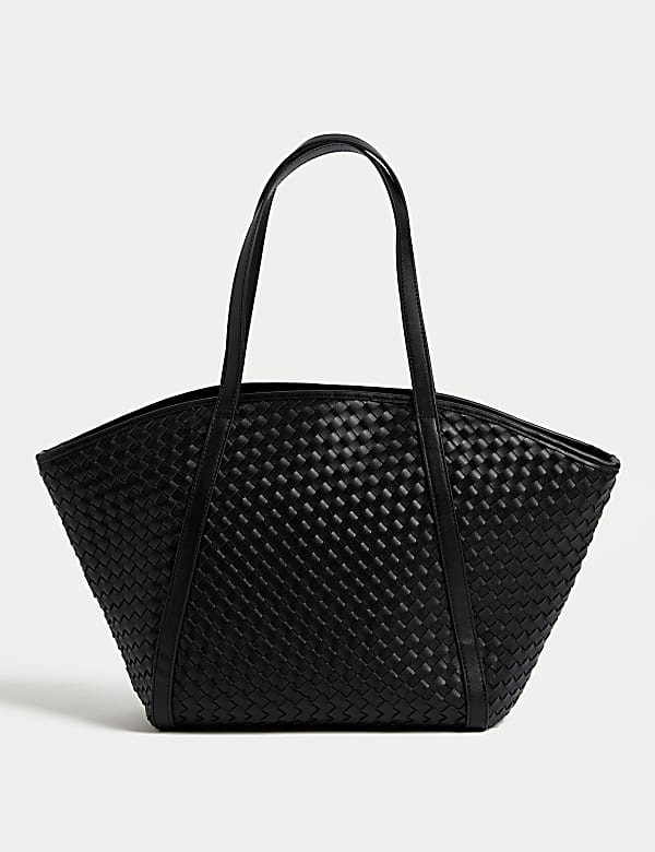 Faux Leather Woven Tote Shopper