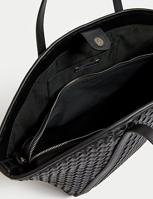 Faux Leather Woven Tote Shopper