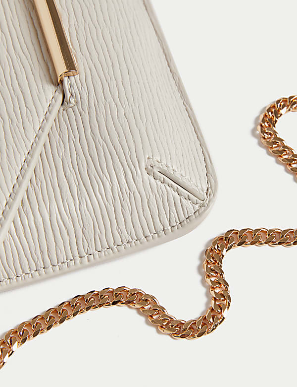 Faux Leather Chain Strap Clutch Bag - MX