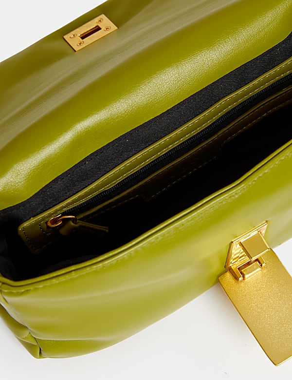 Faux Leather Puffy Baguette Bag