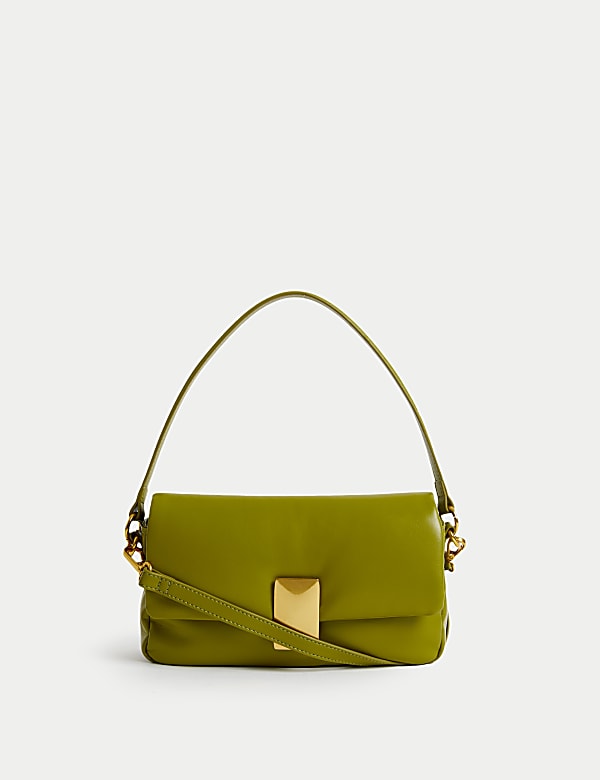 Faux Leather Puffy Baguette Bag - GR