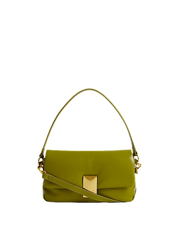 Faux Leather Puffy Baguette Bag