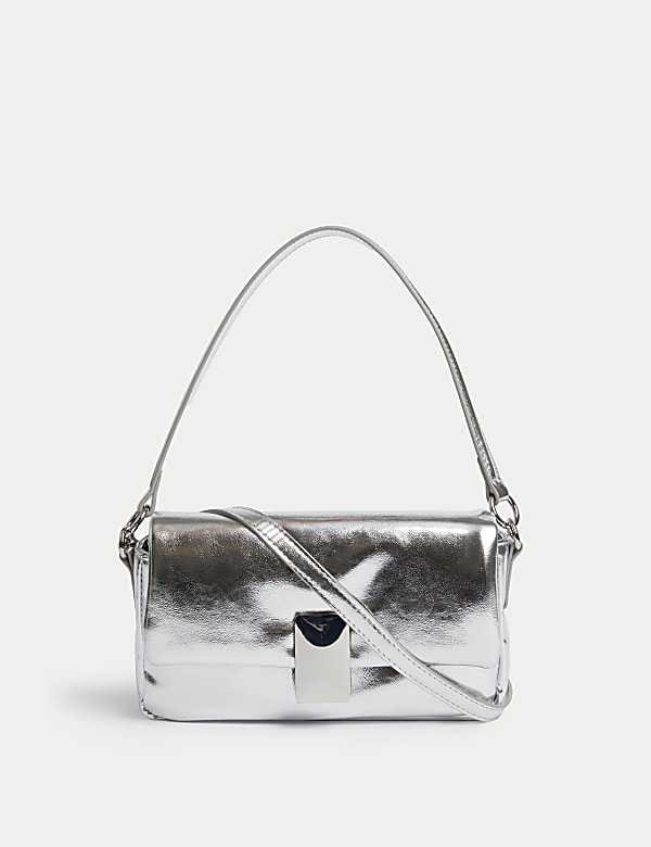 Faux Leather Puffy Baguette Bag - BN