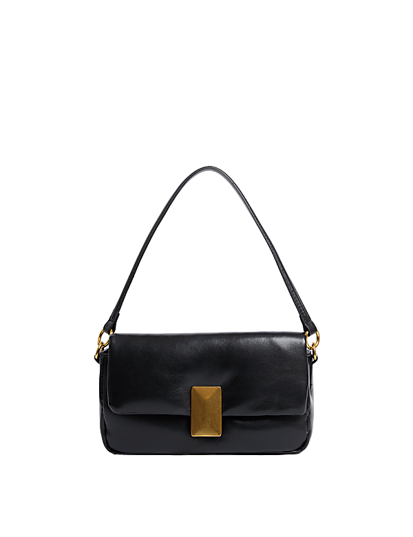 Faux Leather Puffy Baguette Bag