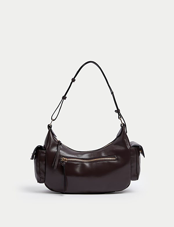 Faux Leather Utility Shoulder Bag - JO