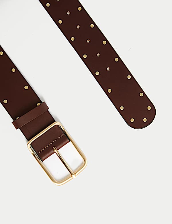 Leather Wide Studded Belt - DK