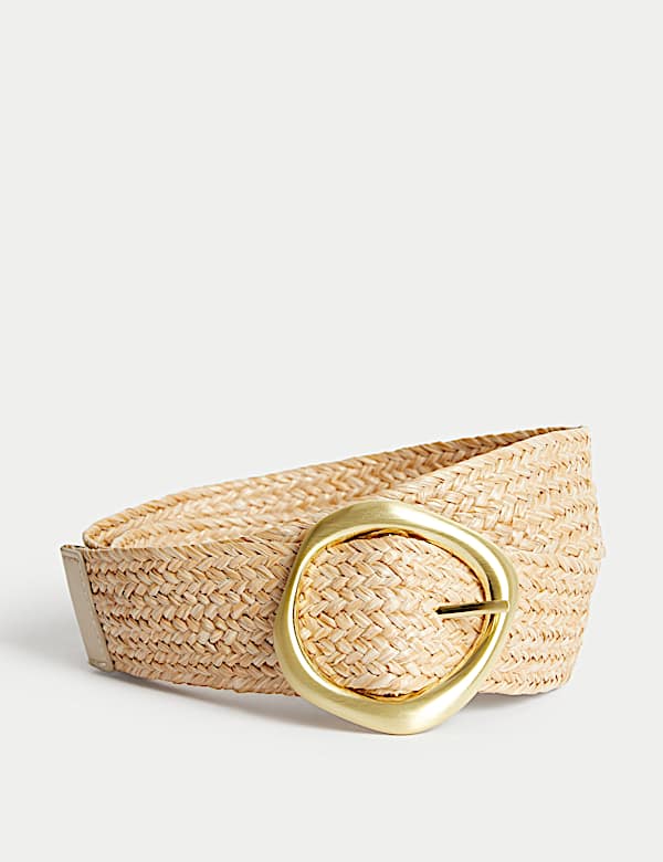 Circle Buckle Raffia Belt - TW