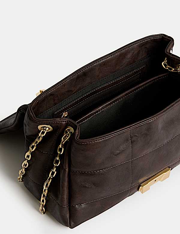Faux Leather Quilted Shoulder Bag