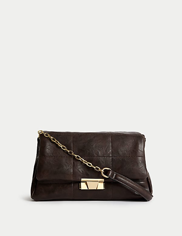 Faux Leather Quilted Shoulder Bag