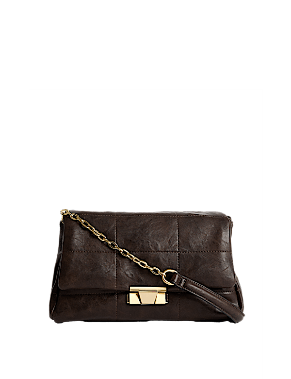 Faux Leather Quilted Shoulder Bag