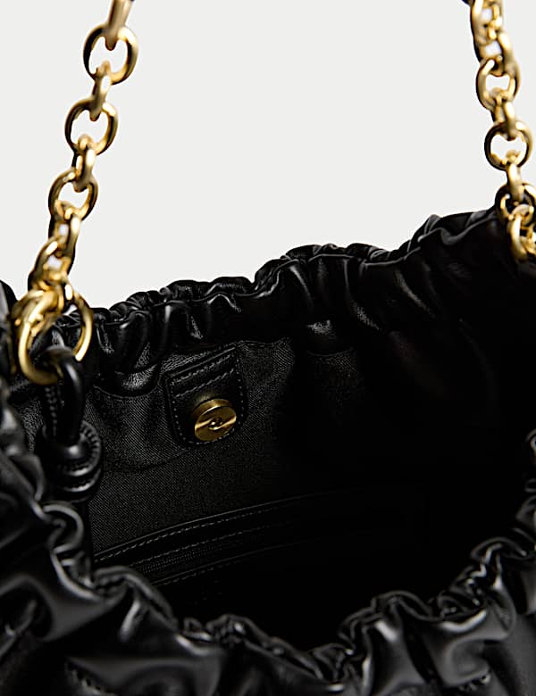 Faux Leather Chain Strap Shoulder Bag