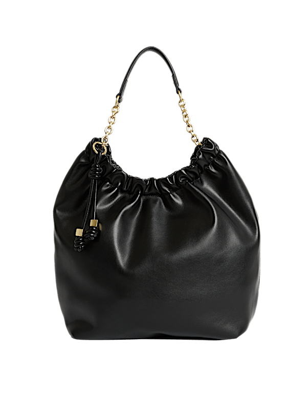 Faux Leather Chain Strap Shoulder Bag