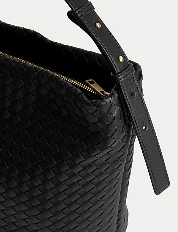 Faux Leather Woven Shoulder Strap