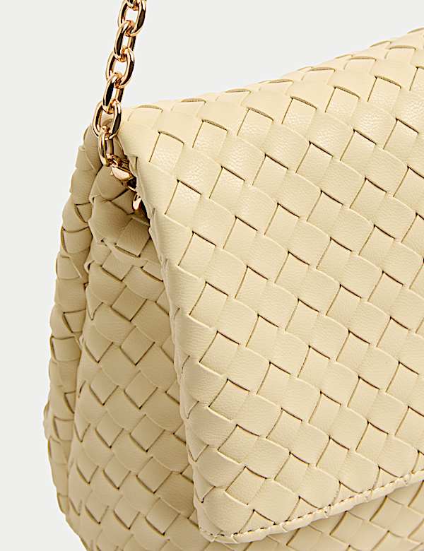 Faux Leather Woven Clutch Bag - LT