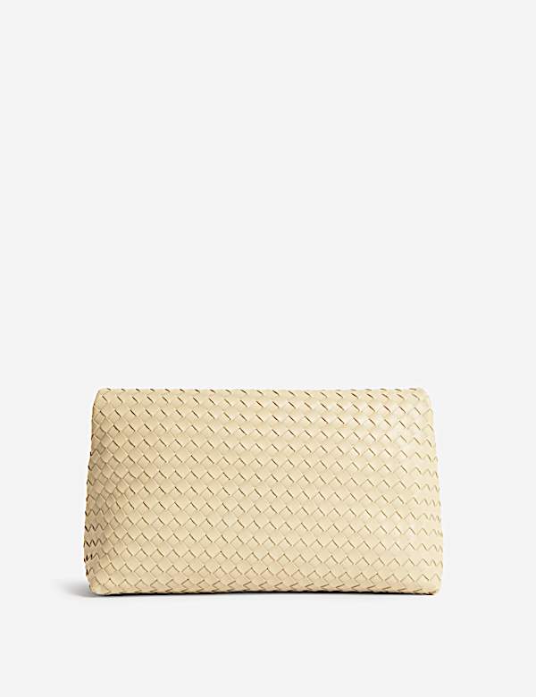 Faux Leather Woven Clutch Bag - LT