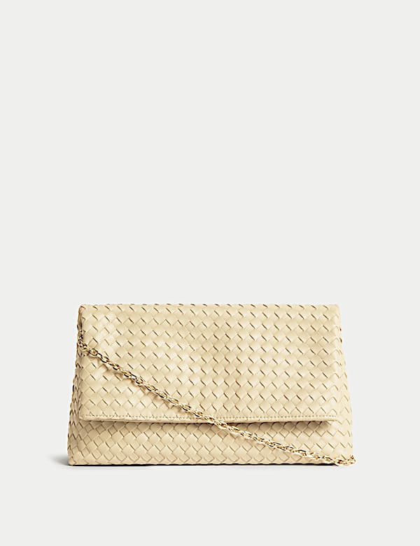 Faux Leather Woven Clutch Bag - AU
