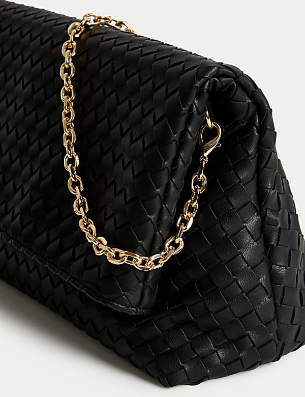 Faux Leather Woven Clutch Bag