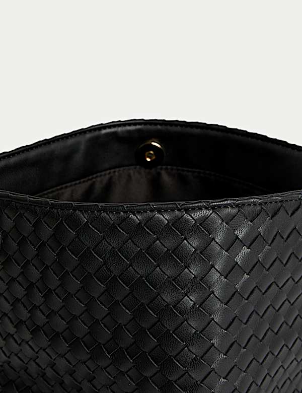 Faux Leather Woven Clutch Bag