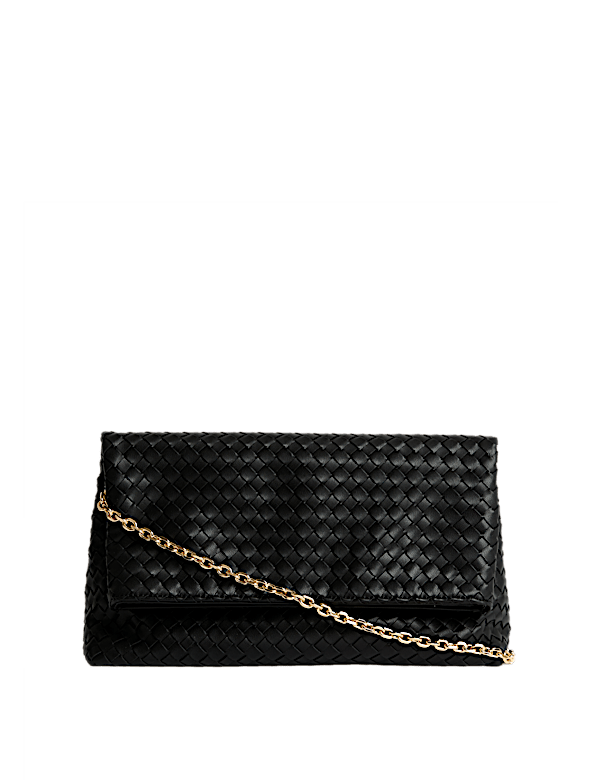 Faux Leather Woven Clutch Bag