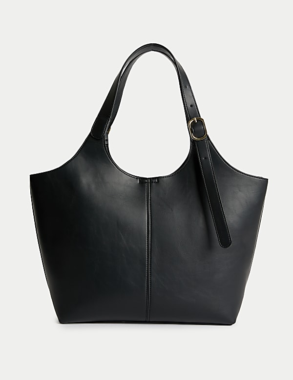 Faux Leather Shoulder Tote Bag