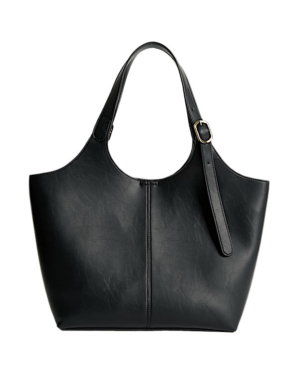 Faux Leather Shoulder Tote Bag