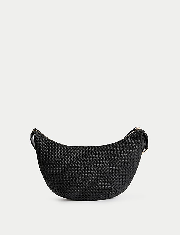 Faux Leather Woven Sling Bag - HU