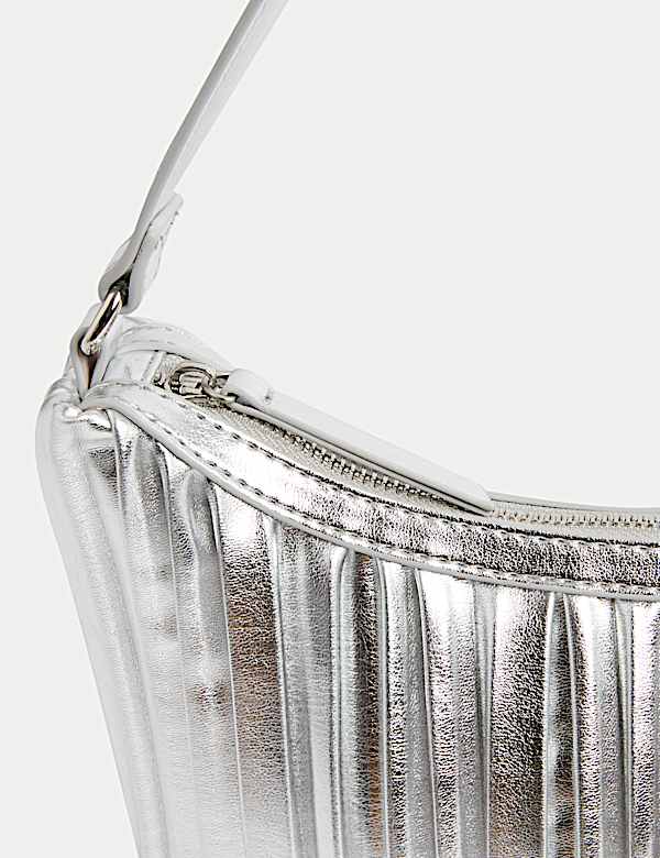 Faux Leather Pleated Shoulder Bag - JO