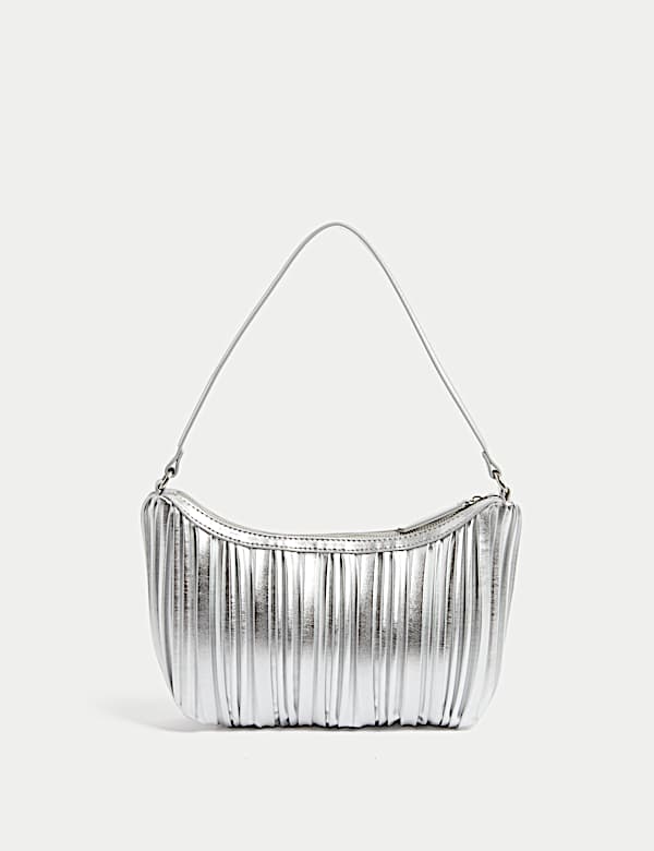 Faux Leather Pleated Shoulder Bag - JO