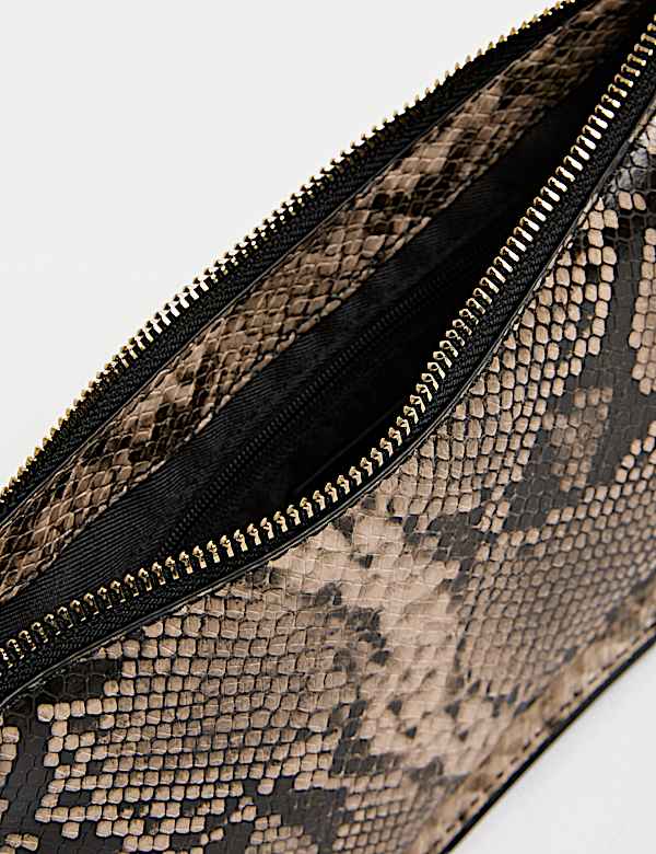 Faux Leather Clean Baguette Bag