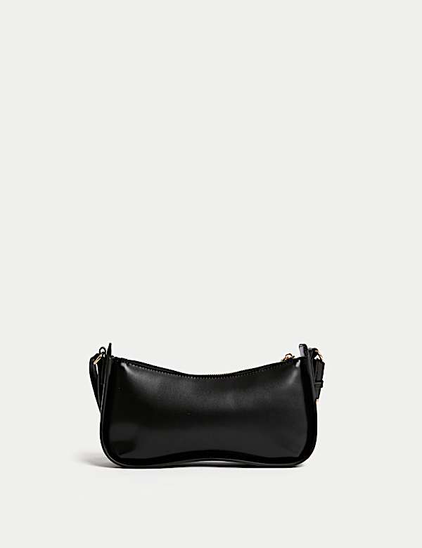 Faux Leather Clean Baguette Bag