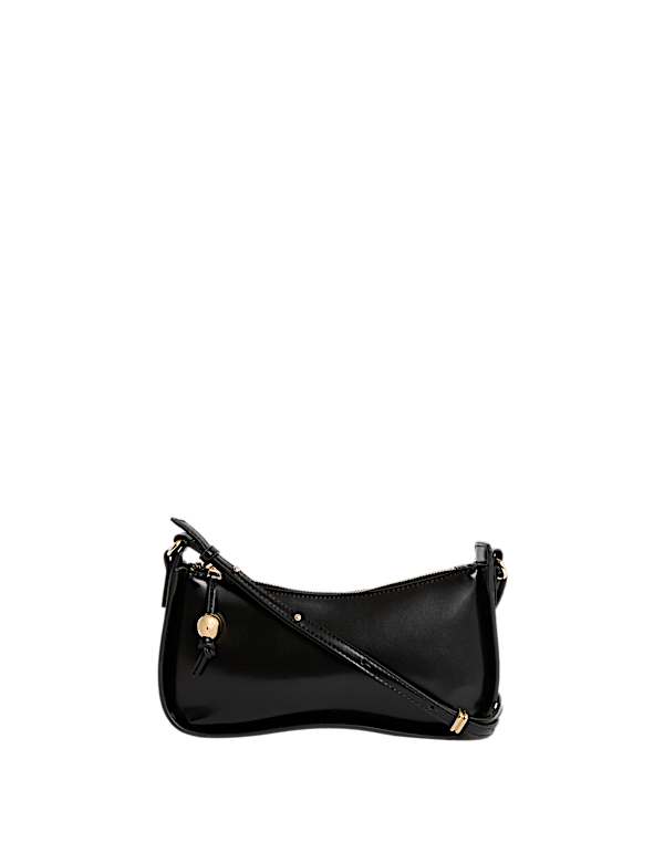 Faux Leather Clean Baguette Bag