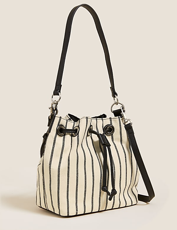 Canvas Striped Duffle Cross Body Bag Bags M S BE