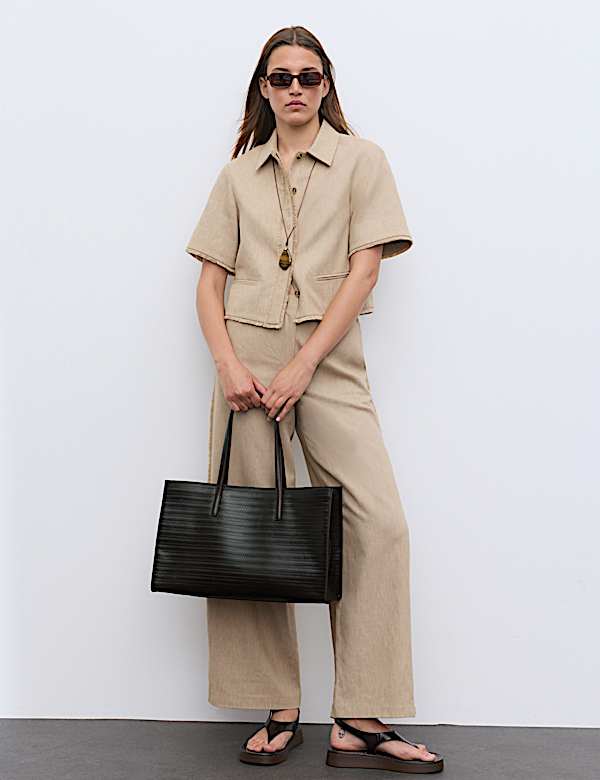 Leather Embossed Tote Bag - FI