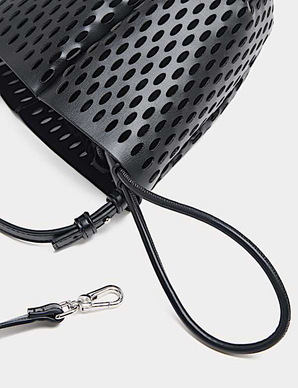 Faux Leather Laser Cut Tulip Bucket Bag QT - LT