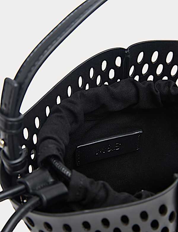 Faux Leather Laser Cut Tulip Bucket Bag QT - LT