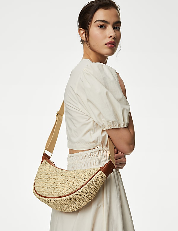 Straw Sling Cross Body Bag - GR