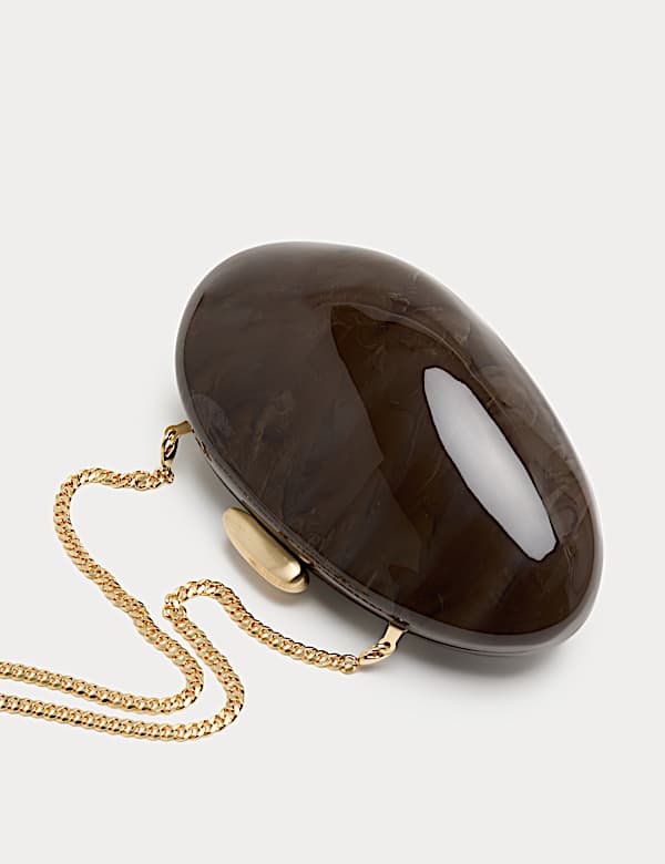 Hard Shell Chain Strap Clutch Bag - JP