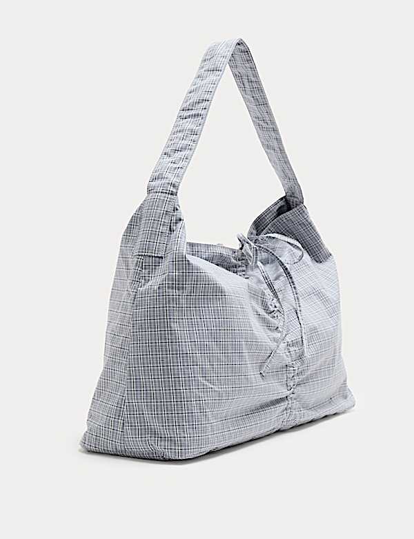 Checked Ruched Tie Shoulder Bag - CA