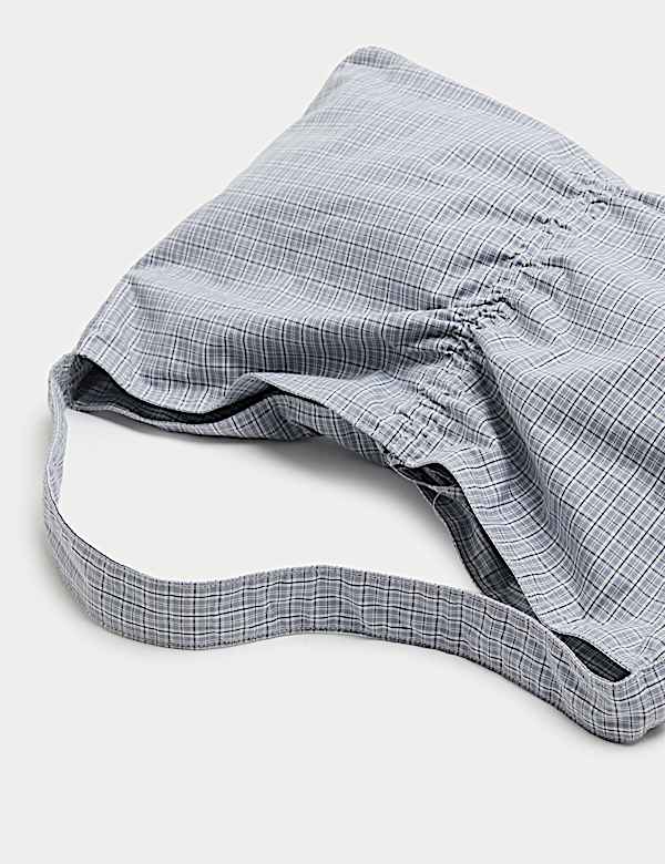 Checked Ruched Tie Shoulder Bag - CA