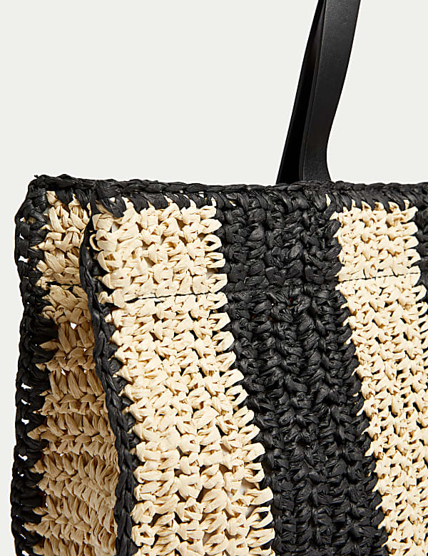 Straw Striped Tote Bag