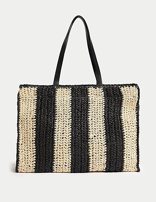 Straw Striped Tote Bag