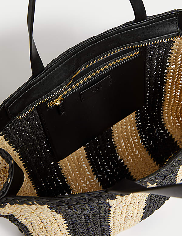 Straw Striped Tote Bag