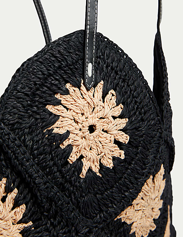 Crochet Straw Shoulder Bag - ID
